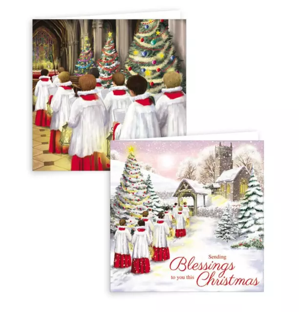 Lot de 10 cartes de vœux de Noël carrées design scène de chœur