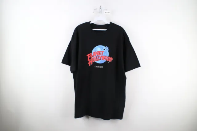Vintage 90s Planet Hollywood Mens Size XL Faded Spell Out Chicago T-Shirt Black