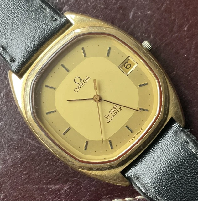 AUTHENTIC MENS OMEGA De Ville Quartz Swiss Watch Gold Plated