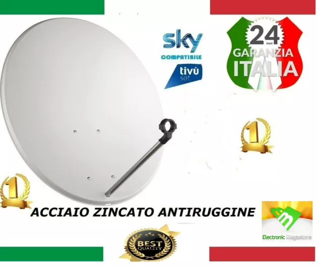 Parabola 80 Cm In Acciaio, Antenna Satellitare Per Sky, Tivusat