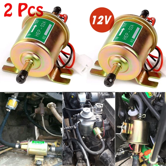 2 Packs 12V Electric Fuel Pump HEP-02A Universal Inline Low Pressure Gas Diesel