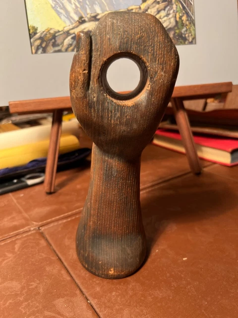 Antique Carved Wooden Clinched Fist “Power” Oak Architectural Salvage Hand 10” ! 2