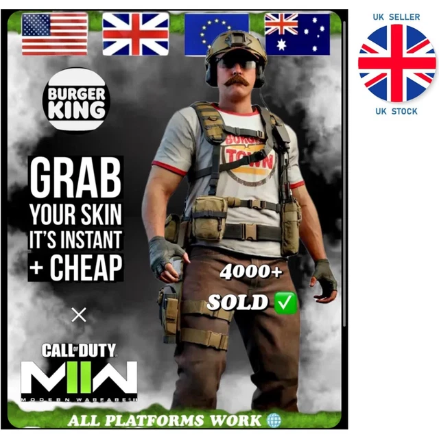 COD MW2 BURGER King Town Operator Skin code 2X XP 2XP Double GLOBAL