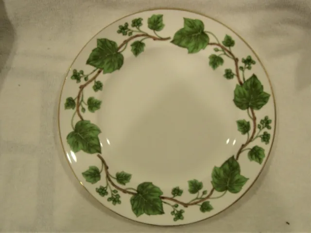 Vintage Crown Staffordshire Fine Bone China Salad/Dessert Plate 8" Green Vine
