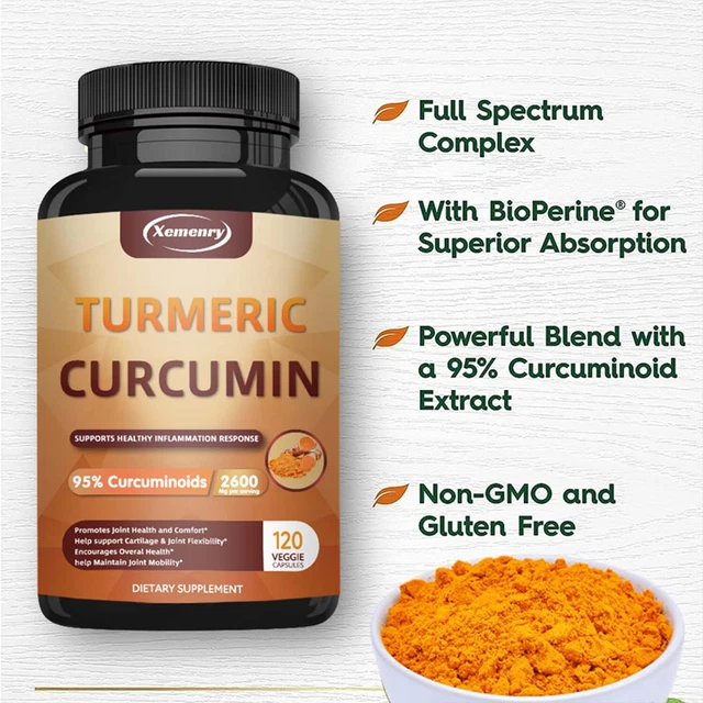 TURMERIC CURCUMIN HIGHEST Potency 95 2600mg BioPerine Black Pepper