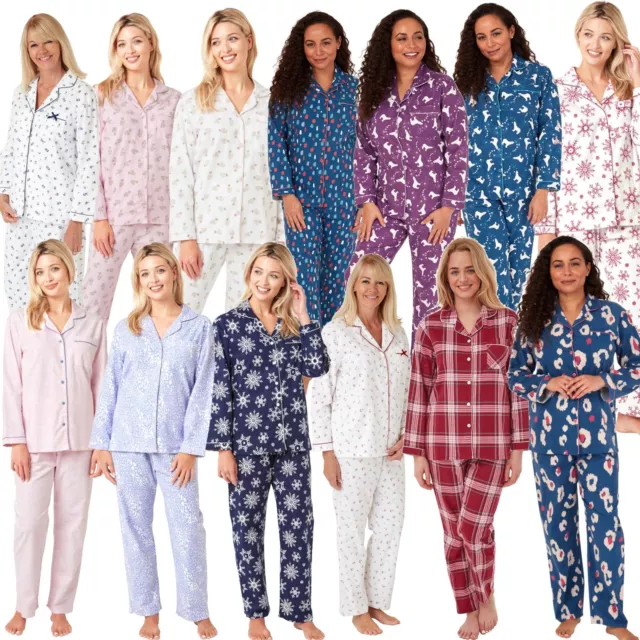 LADIES/WOMENS 100% BRUSHED Cotton Pyjama Set Winceyette Pyjamas PJ Set Size  8-22 £21.95 - PicClick UK
