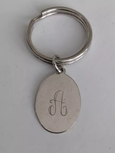 https://www.picclickimg.com/uO0AAOSwo-FjxVN3/Small-Silvertone-Oval-Charm-Keyring-Monogram-Letter-Initial.webp