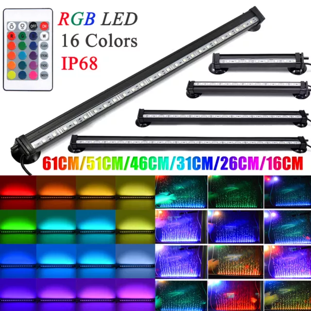 Luz LED para tanque de peces para acuario RGB 16 colores barra de cambio lámpara estanque sumergible