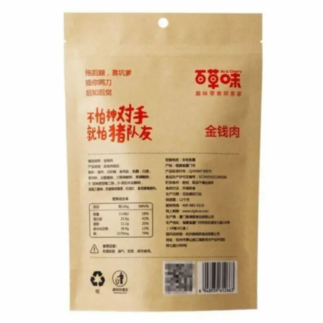 【百草味 蜜汁金钱肉120g/袋】 Snacks Baicaowei Chinese Food 中国零食华人食品猪肉干肉脯干肉类小吃 2