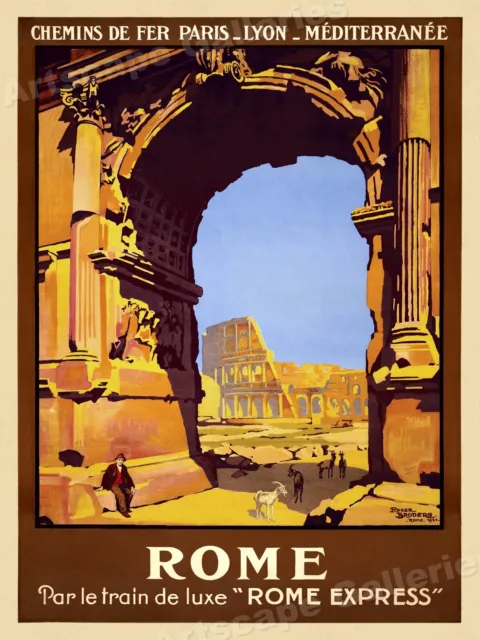 "Rome Express" Arch of Titus Coliseum 1920s Vintage Travel Poster - 18x24