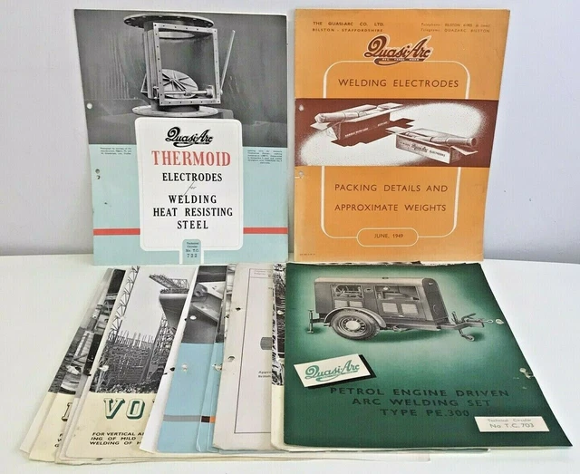 Lot de travaux vintage brochures de soudage quasi arc électrodes Bilston Staffordshire x15