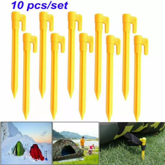 10X Outdoor Camping Stakes Pegs Nails Tent Fixing Plastic Heavy Duty Stake U5