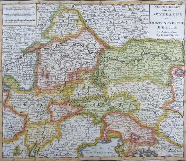 Austria, Germany, Alps, Italy, Slovenia…. map by Tirion, 1738, Nieuwe Kaart...
