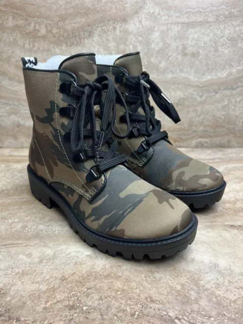 Womens Kendall + Kylie Camo Combat Boots Womens Olive Twill Shoes Size 7