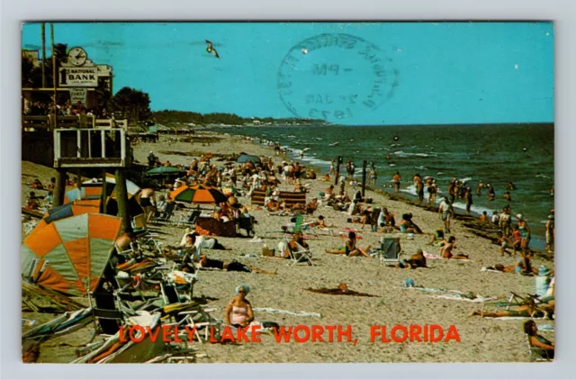 Lake Worth, FL-Florida, Bathers At Beach, c1973 Vintage Postcard