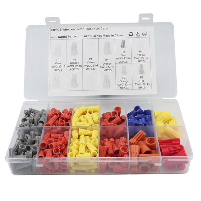 320PCS Spade Terminals Twist-On Electrical Wire Connectors Kit AWG22-8/10/14/16