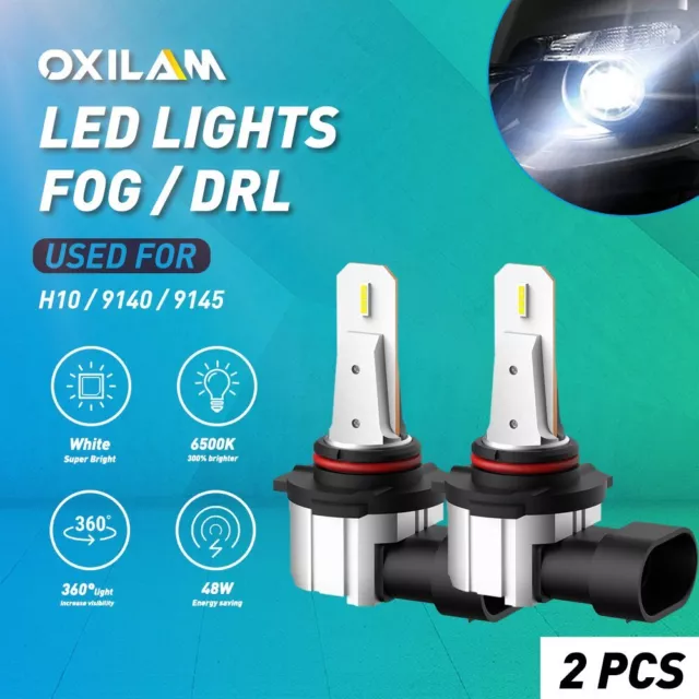 2X 9145 9140 H10 LED Fog Light Bulbs White 6500K Fog Lamps High Power Kit OXILAM