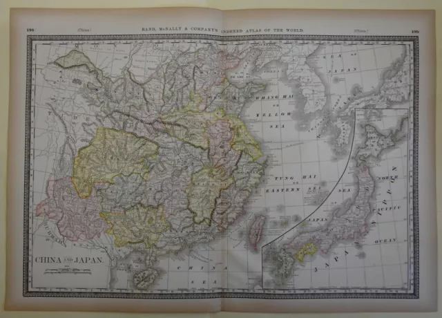 China Japan Korea Eastern Sea Taiwan Hong Kong 1882 Rand McNally large map