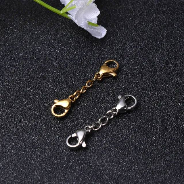 Double Lobster Clasp Extender Necklace Clasp Connector Bracelet  Extension,Gold and Silver Lobster Claw Clasp Double Opening Jewelry Clasps  for DIY Jewelry Making Women Girls 8pcs Silver 0.9 Inch