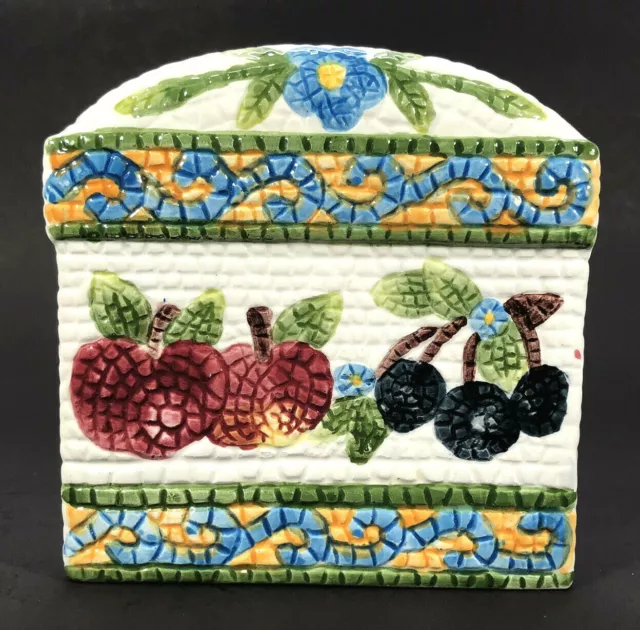 Vintage Napkin Holder Mosaic Fruit Mexican Tile Ceramic Jay Imports 5" x 5"