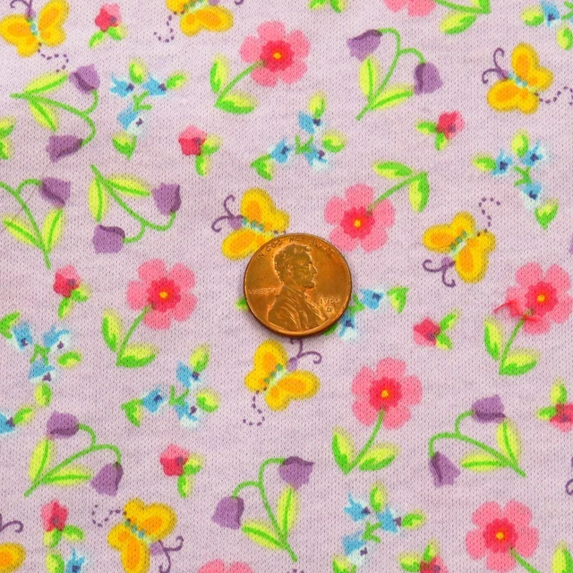 Jo-Ann Butterfly Floral Knit Fabric Purple 1 YD