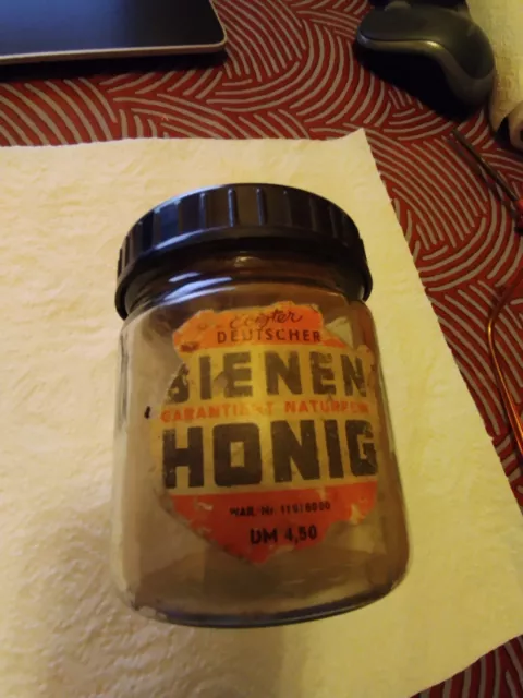 altes Glas, Honigglas, Imkerglas, DM 4,50,Sammler