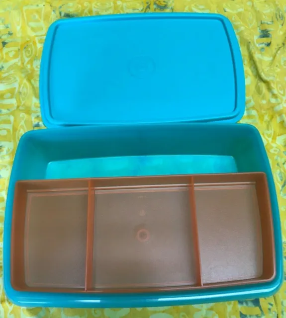 Tupperware Tuppercraft Stow And Go  Craft Turquoise And Orange Preowned