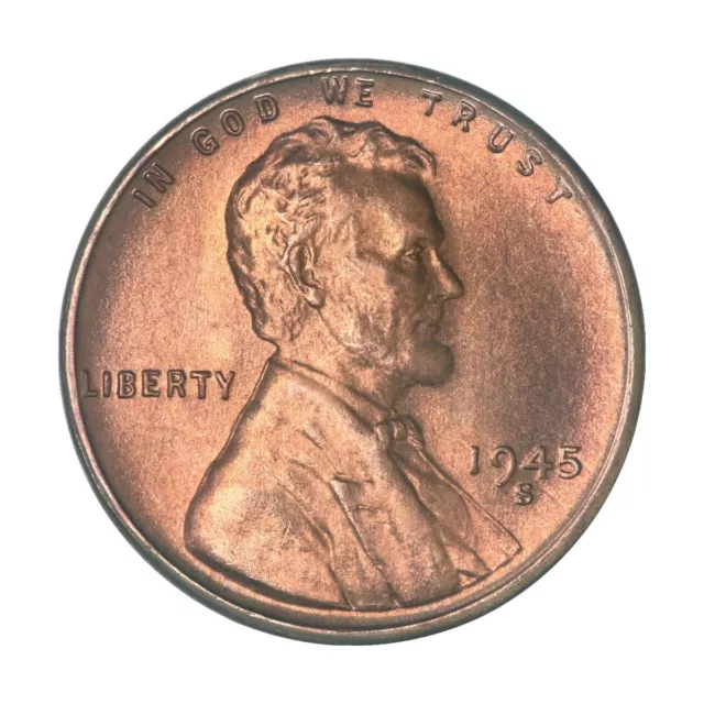 1945 S Lincoln Wheat Cent Choice BU 1c Brilliant Uncirculated OBW Superb Detail