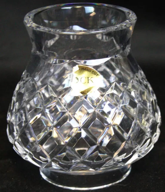 VTG BLOCK Poland Clear Hurricane Lamp Shade Globe Candle Lead Crystal Hand Cut