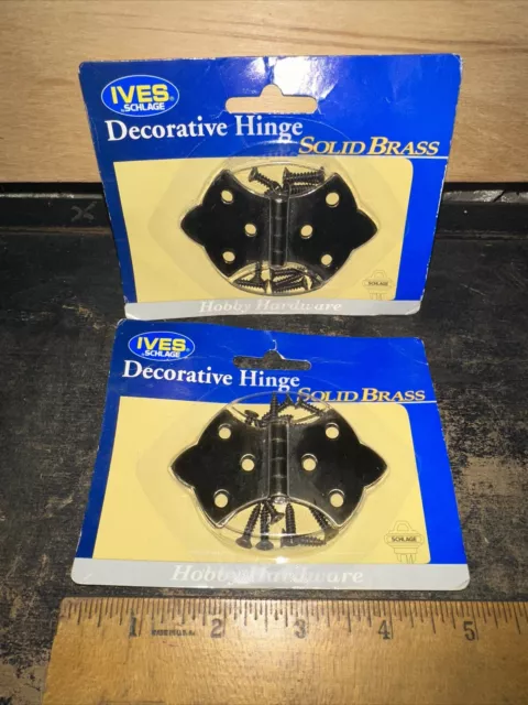 2 Ives Schlage (Decorative Hinges) Solid Brass, Hobby Hardware.