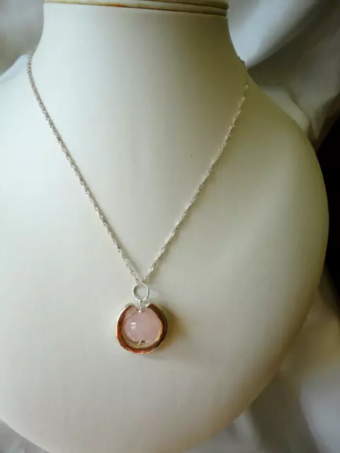 Sterling silver rose quartz pendant and necklace