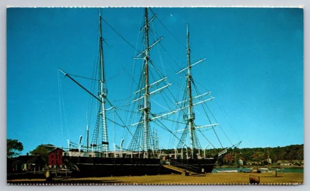 Charles W Morgan Wooden Whaler Chubbs Wharf Mystic Seaport CN Postcard
