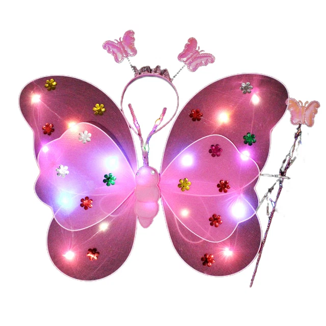 3PCS/SET FAIRY WING Light Up Costume Accessories Children Performance