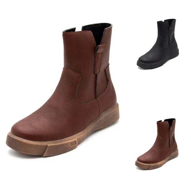 Scarpe donna stivali da neve alla moda piatti leggeri artificiali PU + gomma