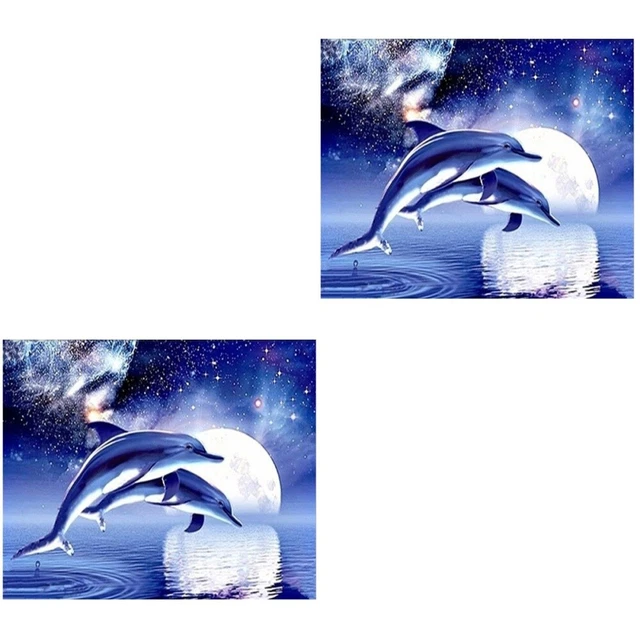 2 stücke Perlen Malerei Delphin Muster Kreuzstich Malerei by Diamond Home