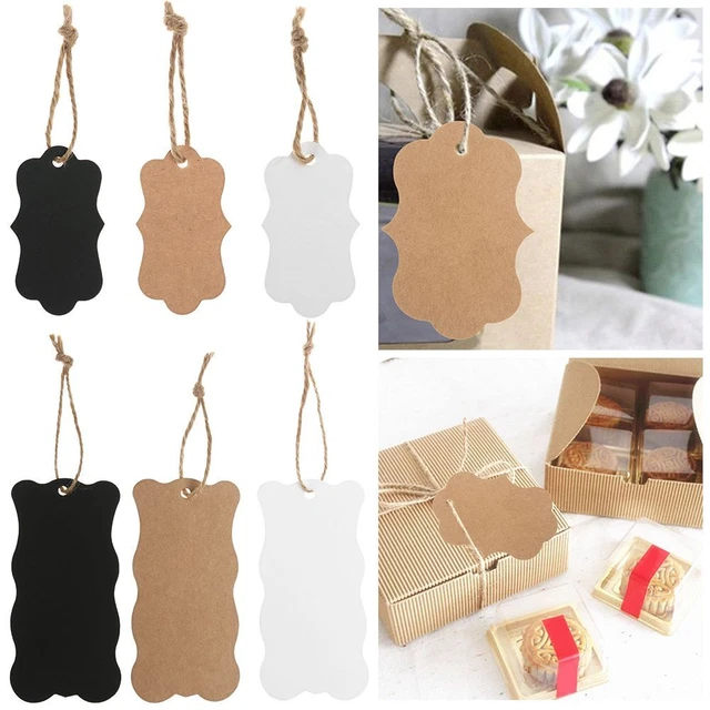 Tarjetas de regalo marrón/negro/blanco papel para colgar de fuerza etiquetas etiqueta vacía