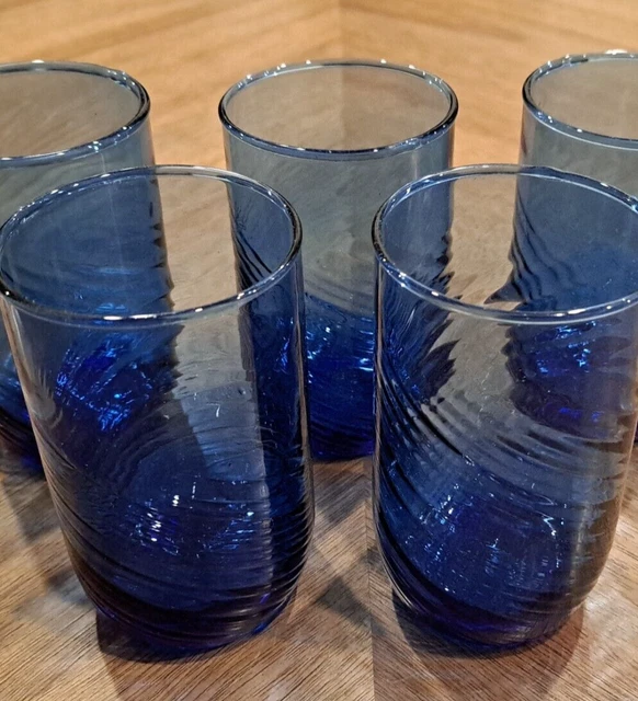 1960S VINTAGE COBALT Blue Avalos Glass Factory Mexican Handblown Water