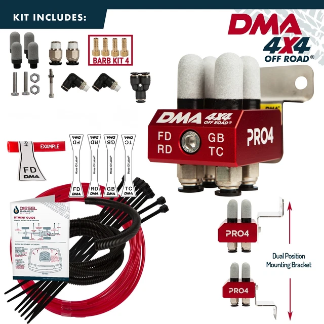 DMA DIFF BREATHER Kit 4 Port Nissan Navara D40 Np300 Single Cab Red £49