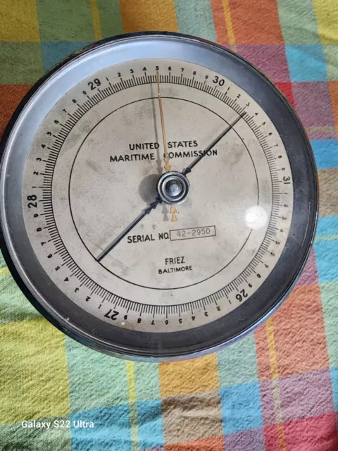 United States vintage Maritime Commission Barometer by Friez Baltimore