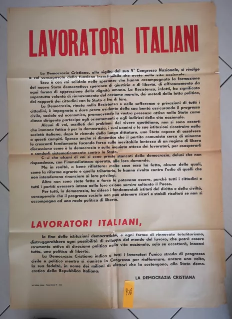 Manifesto DC democrazia cristiana libertas lavoratori italiani resistenza stato