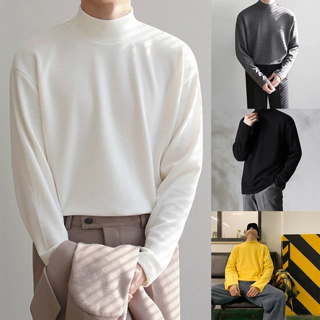 Top pratico club sera da uomo moda maniche lunghe collo di tartaruga inverno