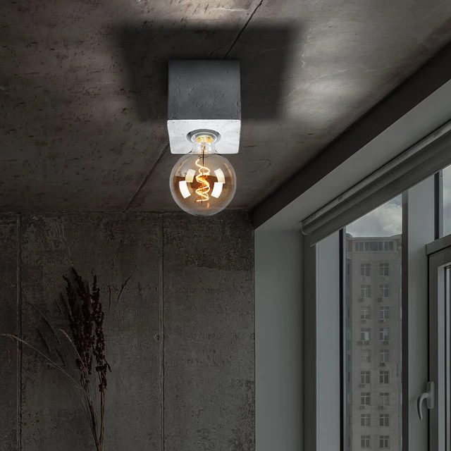 LAMPE À SUSPENSION style industriel abat-jour métal luminaire gris argenté EUR 74,99 - FR