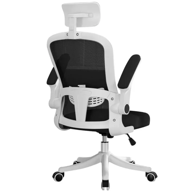 Ergonomic Office Mesh Chair+Headrest Height Adjustable Computer Desk Flip-up Arm