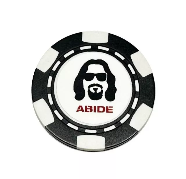 The Dude Abides - Big Lebowski -  Clay Poker Chip Golf Ball Marker Card Guard