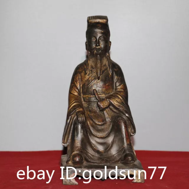 9.2“Collect China Buddhism Tibet Temple bronze gilt Civil Servant Buddha Statue