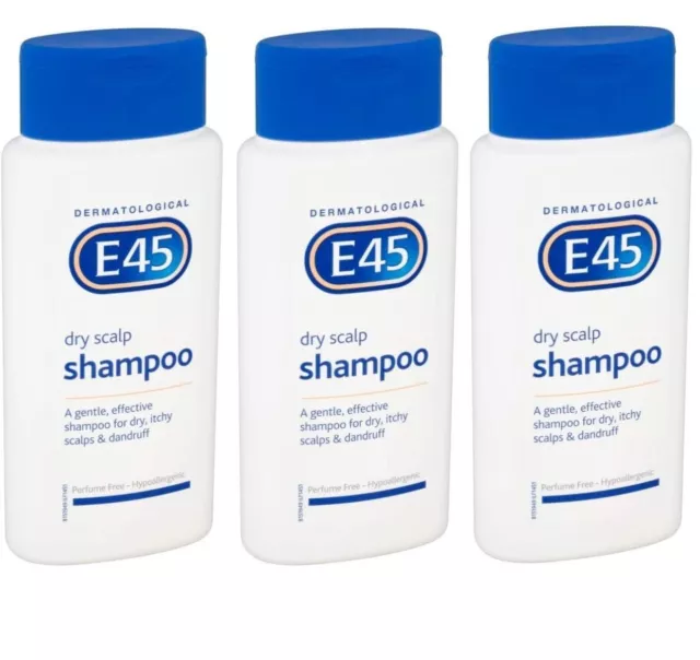 E45 Shampoo 200ml Pack 3 Dry Itchy Scalp Gentle Cleanse Perfume Free
