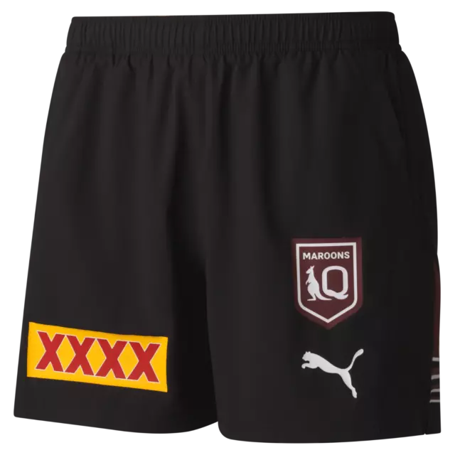 NRL 2024 Training Shorts - Queensland Maroons - Black - QLD - Adult - Mens