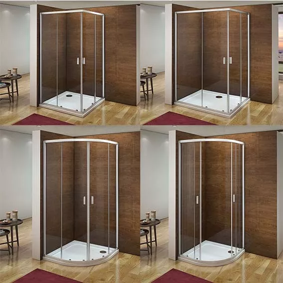 Offset Quadrant/Sliding Corner Entry Shower Enclosure Glass Door Screen Cubicle