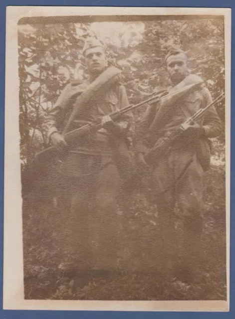 Handsome Military Guys soldiers in uniform with guns Soviet Vintage Photo USSR