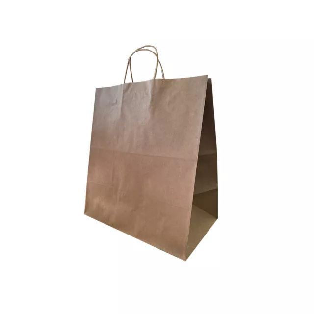 50x Kraft Paper Carry Bags Medium Craft Shopping Gift Takeaway Retail Bag Bulk